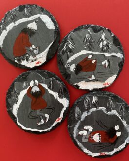 Joanie Can Skate – Set of 4 Hand Painted Coasters