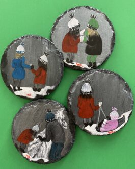 Joanie And Family – Set of 4 Hand Painted Coasters