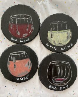 Wine Day – Set of 4 Hand Painted Coasters