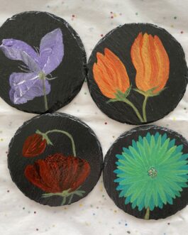 Flower Set – 4 Hand Painted Coasters