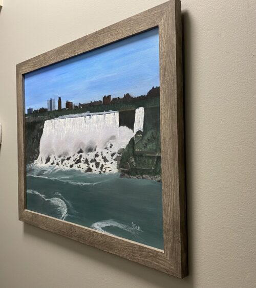 Framed Painting with View of Niagara Falls