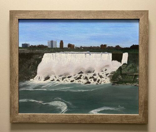 Framed Painting with View of Niagara Falls