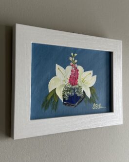 White Lilies on Blue