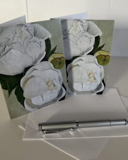 White Peonies – Art Print Notecard