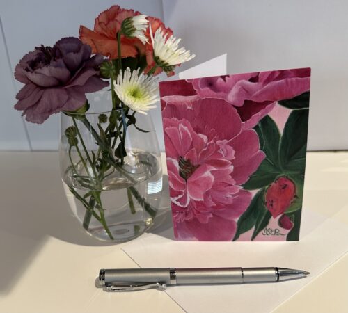 Notecard with Art Print of Pink Peony acrylic painting