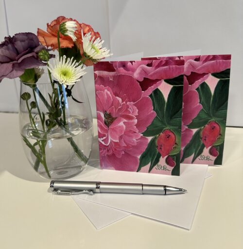 Notecard with Art Print of Pink Peony acrylic painting