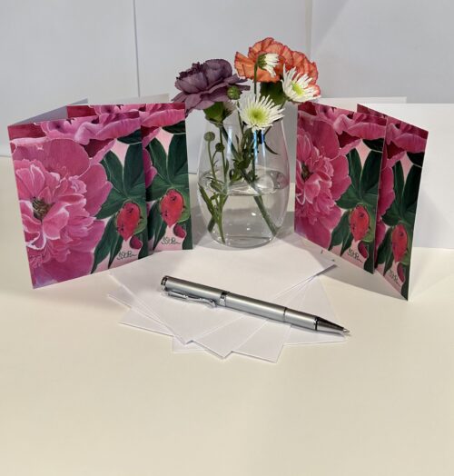 Notecard with Art Print of Pink Peony acrylic painting