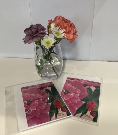 Notecard with Art Print of Pink Peony acrylic painting